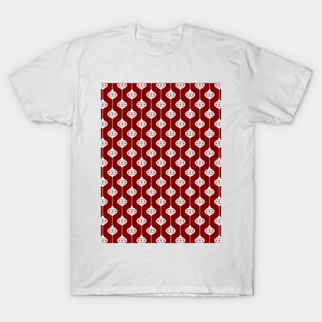 Dark Christmas Candy Apple Red with White Ball Ornaments T-Shirt by podartist